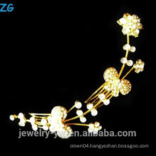 High quality gold plated princess rhinestone flower bridal combs elegant metal hair combs